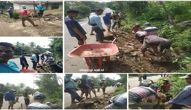 Warga Dusun Lima Gotong Royong Bersihkan Drainase pekon siliwangi